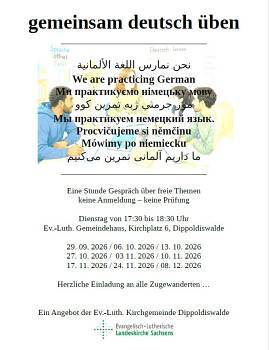 gemeinsam deutsch üben - Herzliche Einladung an alle Zugewanderten