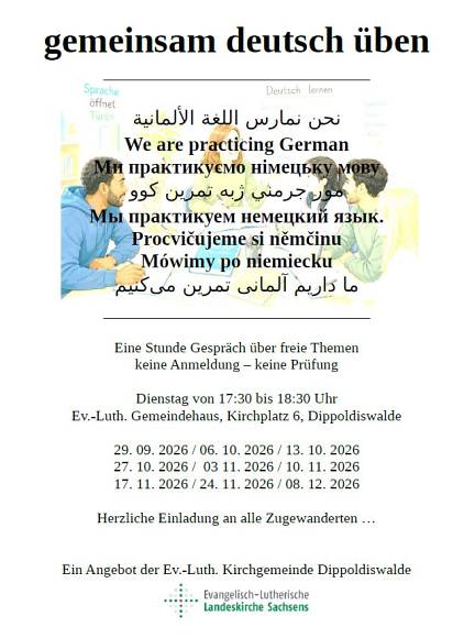 gemeinsam deutsch üben - Herzliche Einladung an alle Zugewanderten